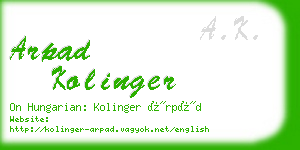 arpad kolinger business card